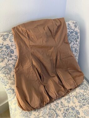 Fashion Nova Taupe Strapless Bubble Hem Dress
